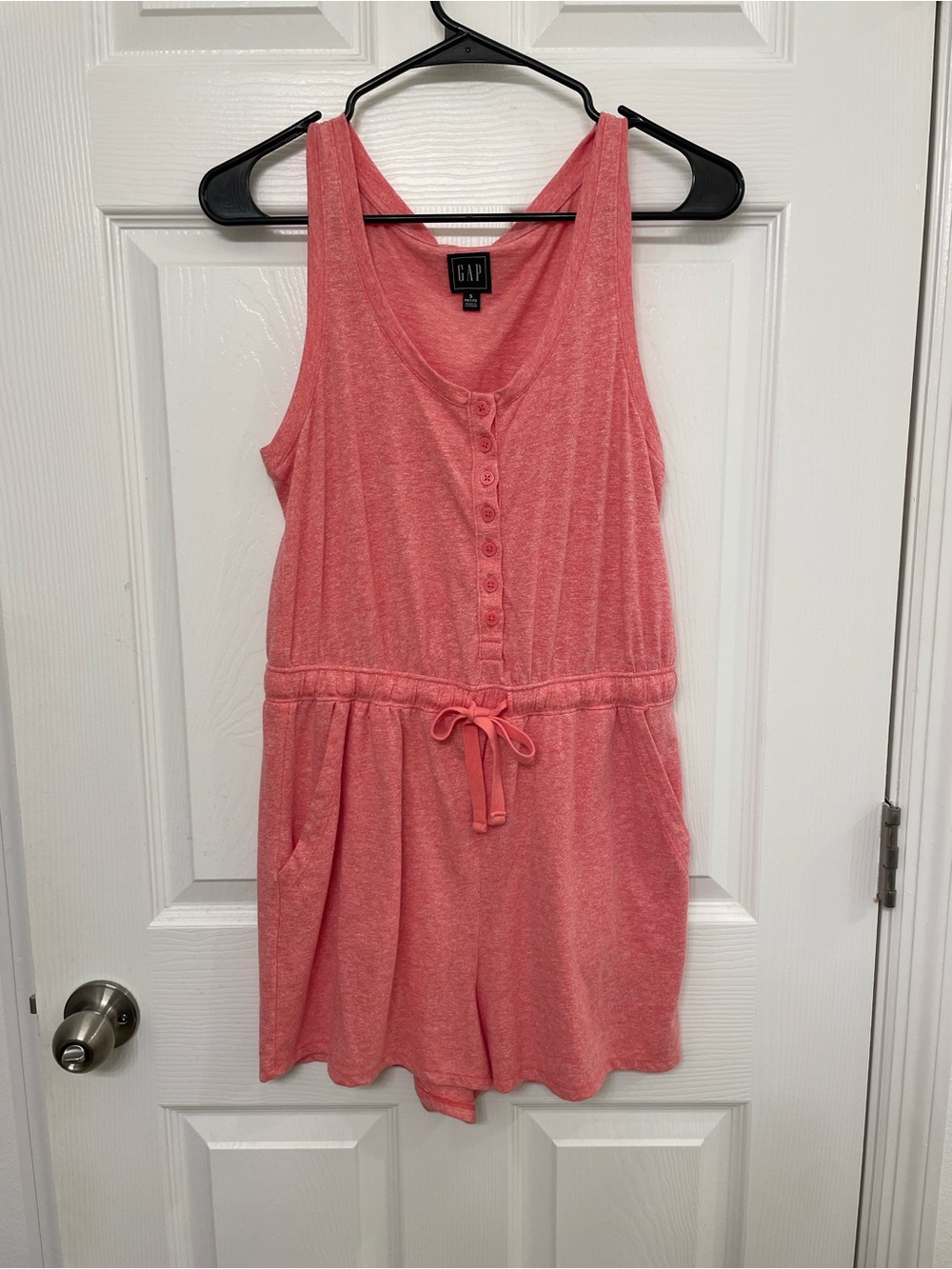 GAP Coral Pink Sleeveless Button-Front Romper